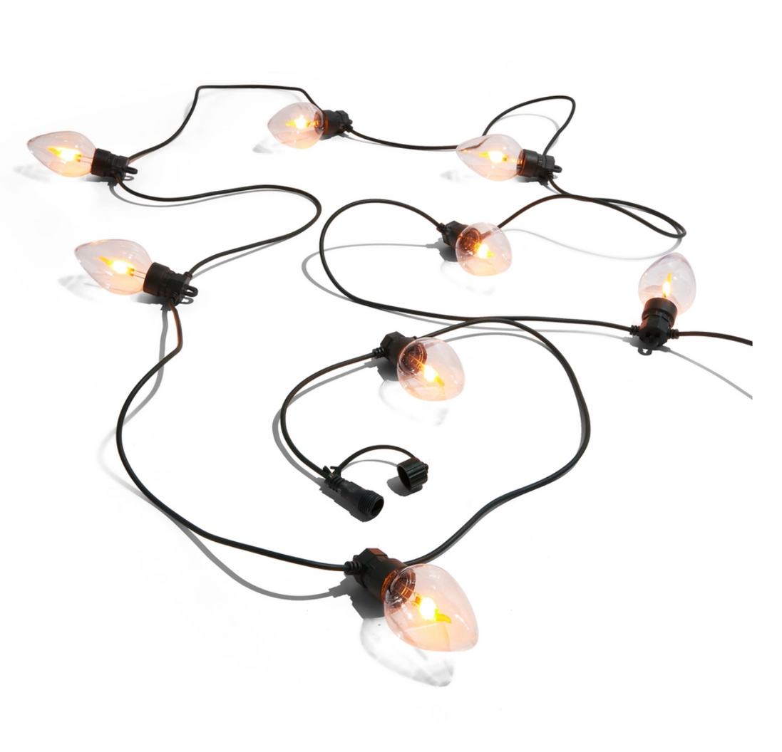 Connectable Vintage Bulb on Green Wire with 10 Flicker Flame Lights