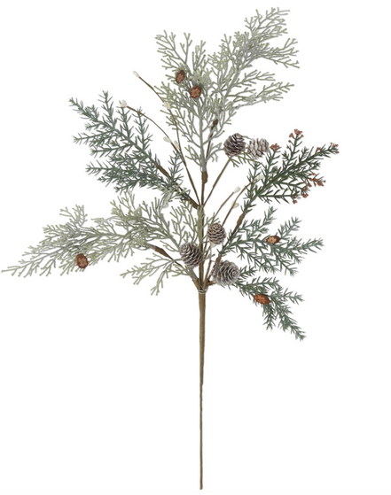 26" Multi Leaf Stem w/ Pinecone Clusters