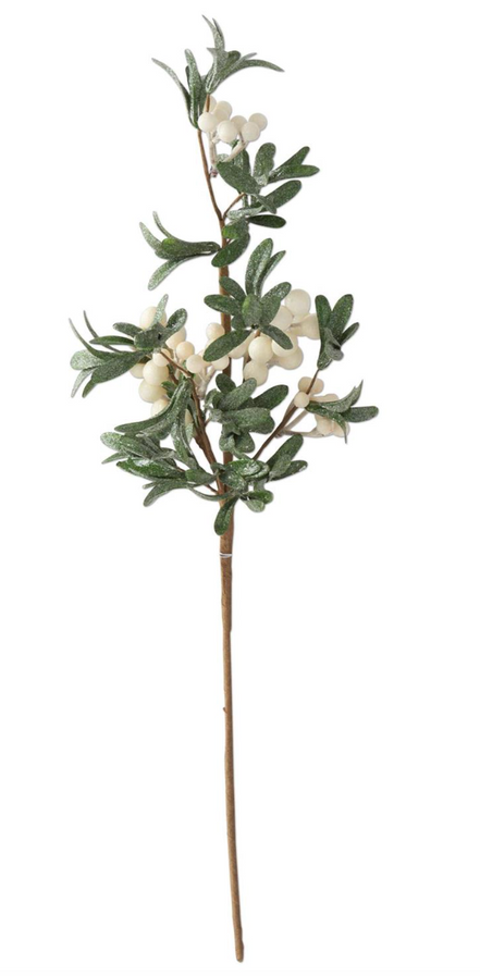 28" Glittered Leaf w/ White Berries