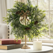 Gold Wreath Stand with Bow