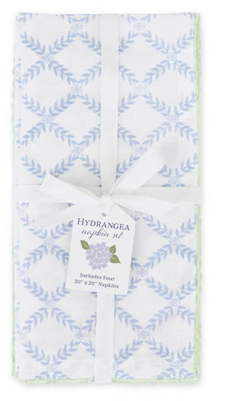 Set of 4 Blue Trellis Napkins