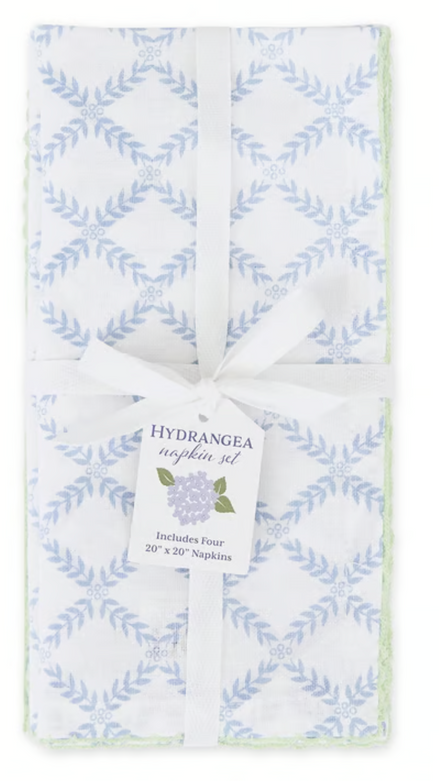 Set of 4 Blue Trellis Napkins