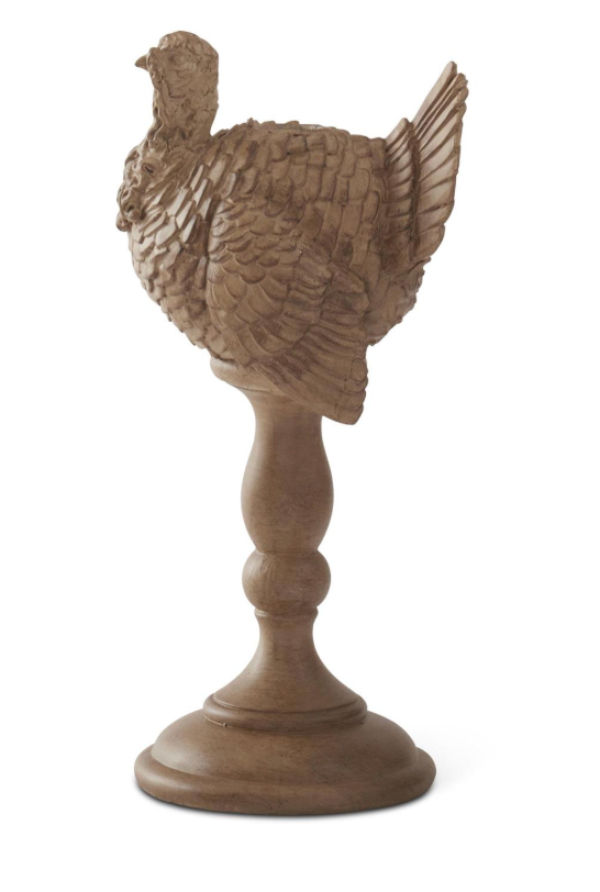 12 Inch Brown Resin Turkey Taper Candleholder