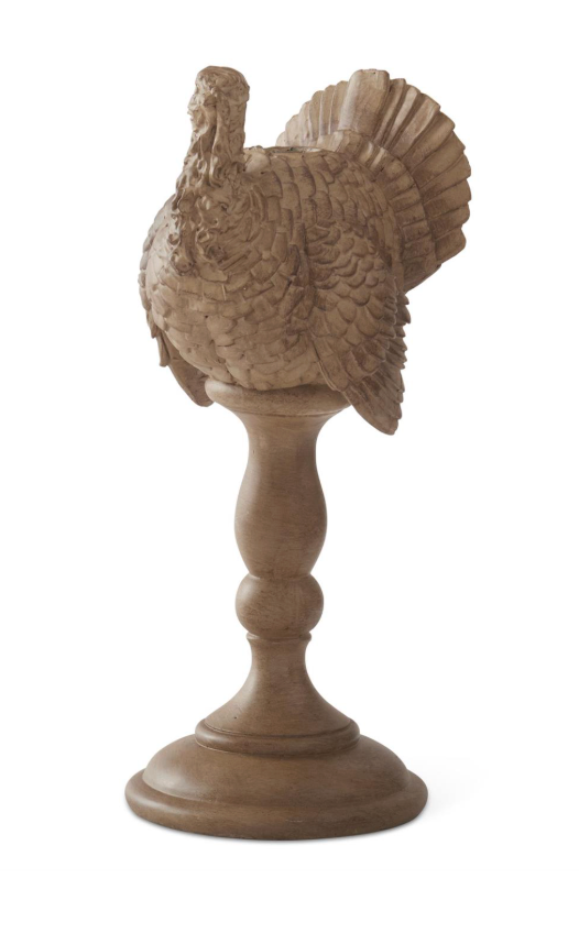 12 Inch Brown Resin Turkey Taper Candleholder