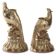 Gold Resin Pheasant Taper Candleholders