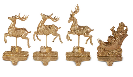 10.5" Santa and Reindeer Stocking Holders