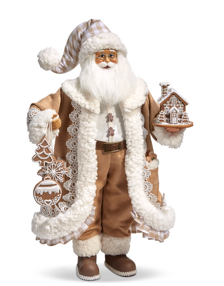 18" Gingham Gingerbread Santa