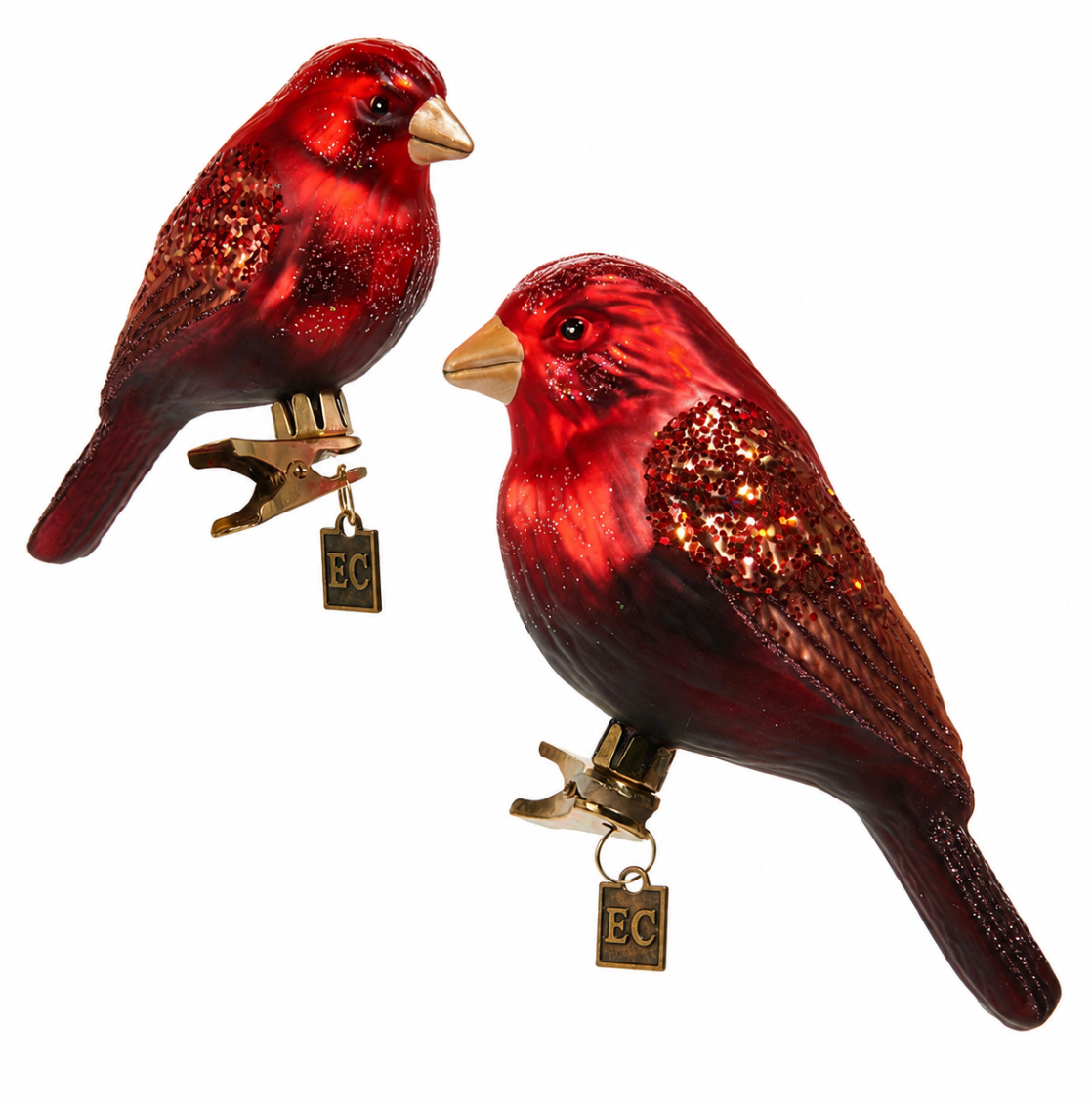 Red Glass Bird Clip-On Ornament