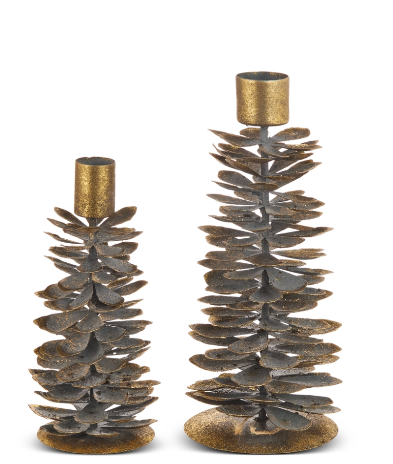 Antique Pinecone Candle Holder