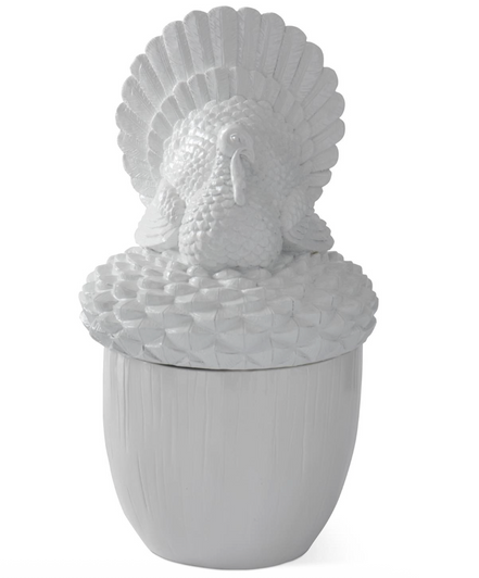Glossy White Acorn Container