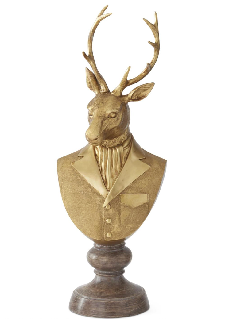 Gold Formal Attire Deer Bust