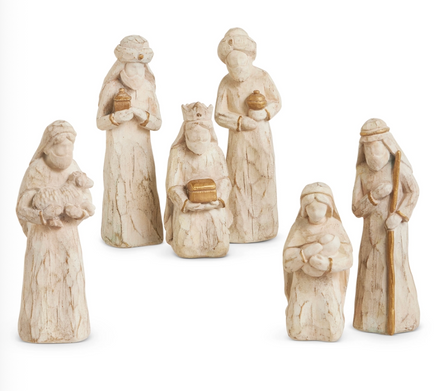 5" White Carved Nativity