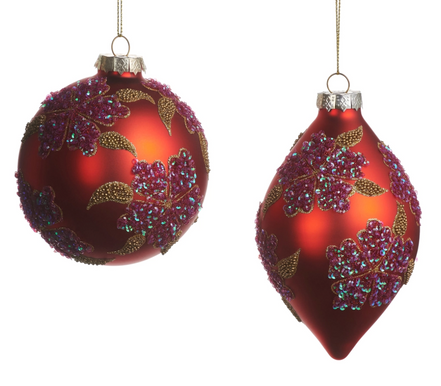 Glittered Floral Ornaments