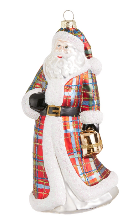 Plaid Santa Ornament