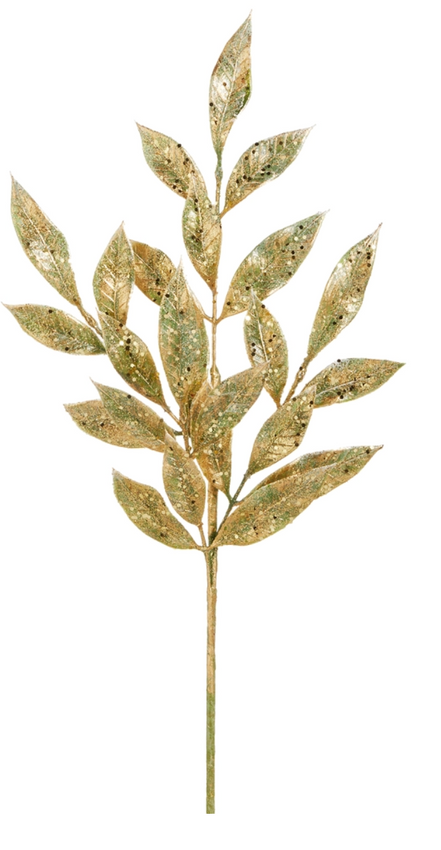 21" Gold Glided Leaf Spray