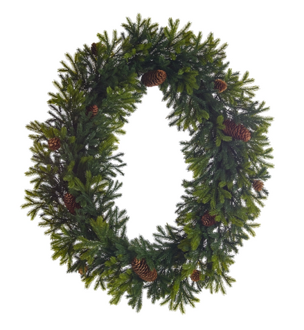 Pine with Pinecones Oval Wreath