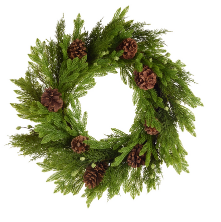 28" Real Touch Berry, Pine & Pinecone Wreath