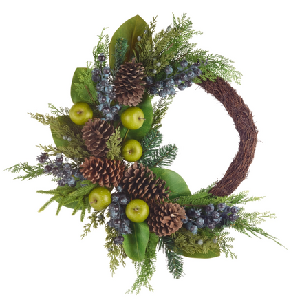 23" Asymmetrical Apple, Berry and Greenery Wreath