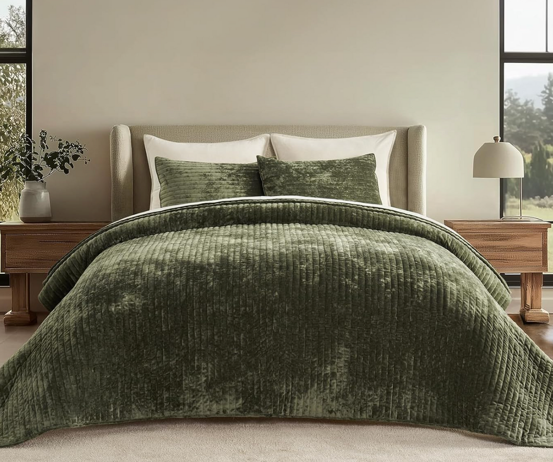 Olivia Queen Velvet Quilt Set