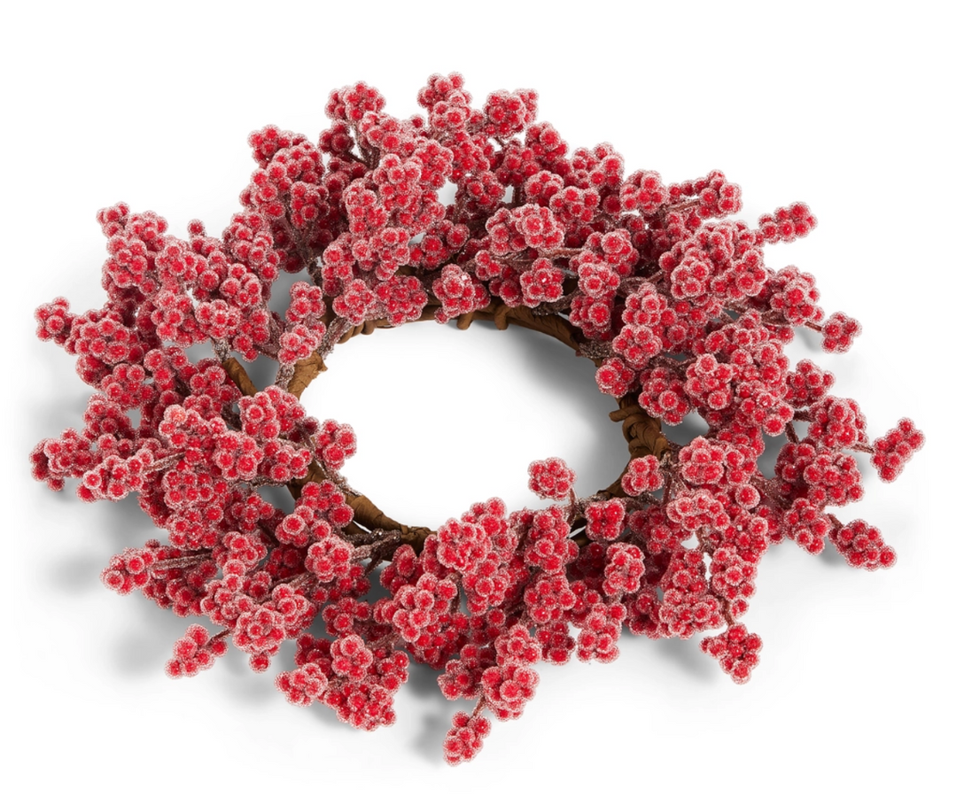 4.25" Iced Red Berry Candle Ring