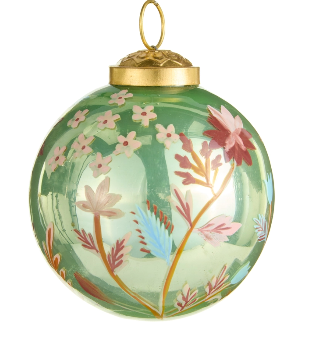 Green Floral Ball Ornament