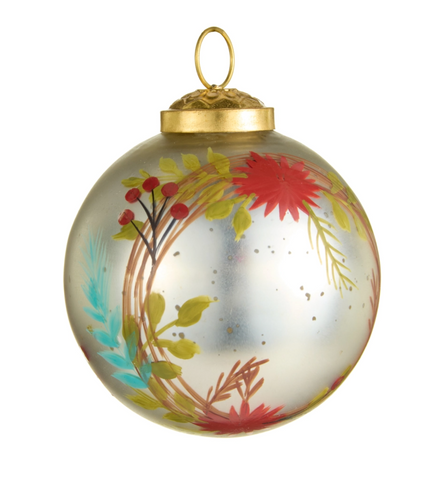 Silver Floral Ball Ornament