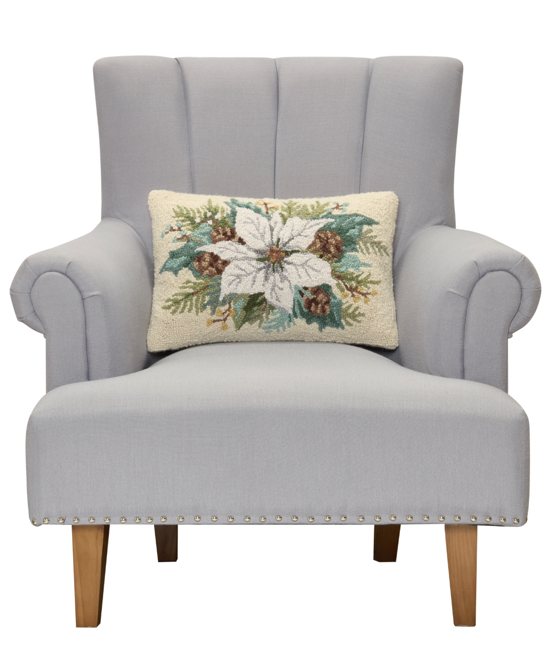 Winter Bloom Hooked Christmas Pillow