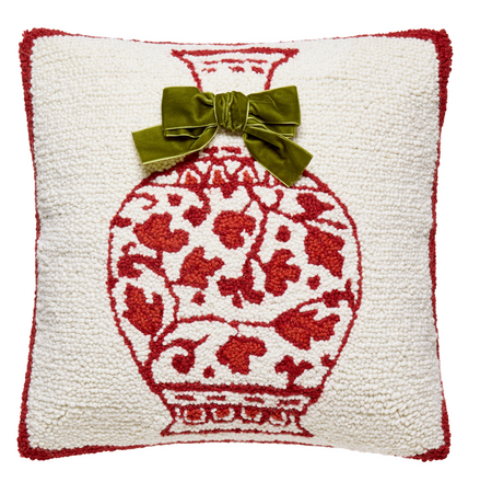 Chinoiserie Vase with Real Bow Hook Pillow