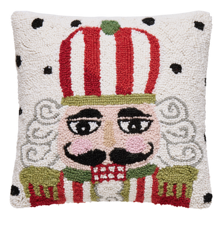 Nutcracker Hooked Christmas Pillow