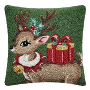Reindeer with Present Hook Pillow
