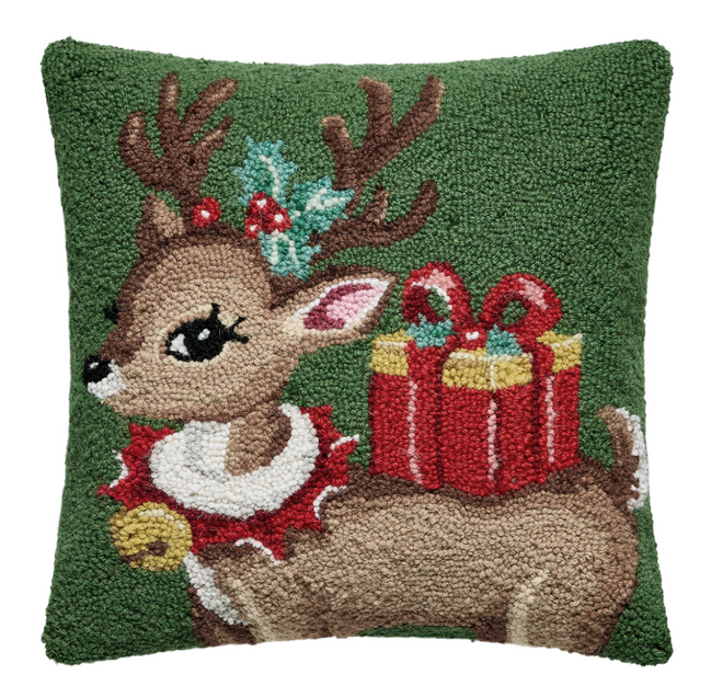 Reindeer with Present Hook Pillow