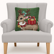 Reindeer with Present Hook Pillow