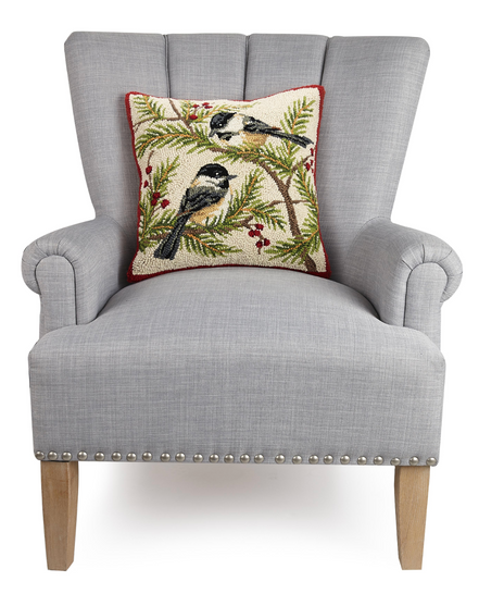 Christmas Chickadees Hook Pillow