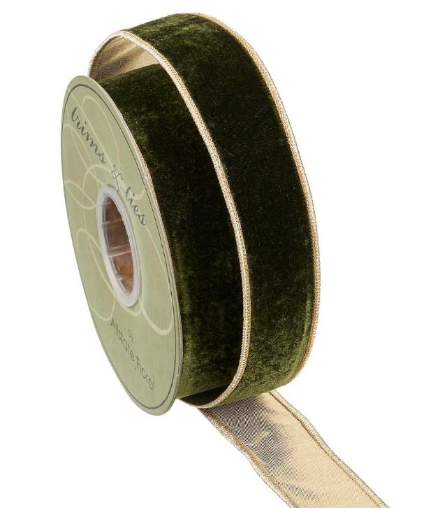 Dark Green Velvet Wired Ribbon 1.5