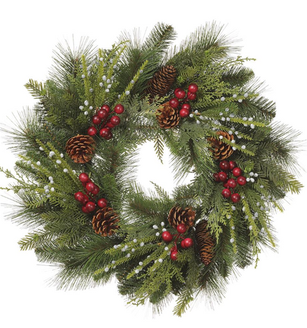 Mixed Pine & Red Berry Wreath