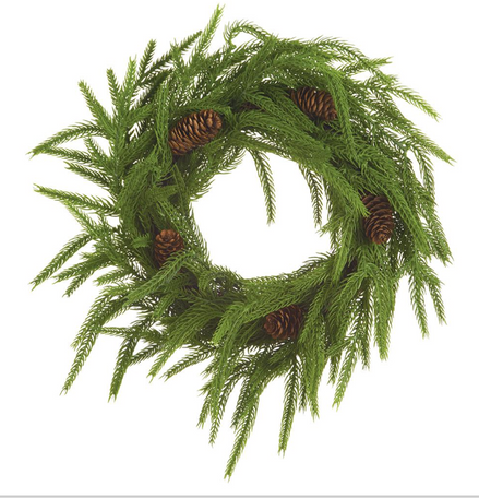 12" Cypress w Pinecone Wreath