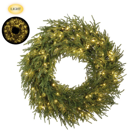 Willow Pine Wreath w LED Twinkle Lights