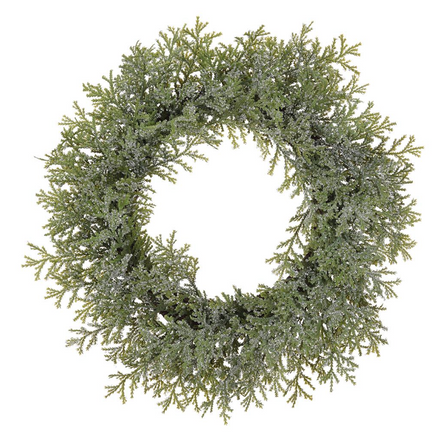 24" Iced Cedar Wreath