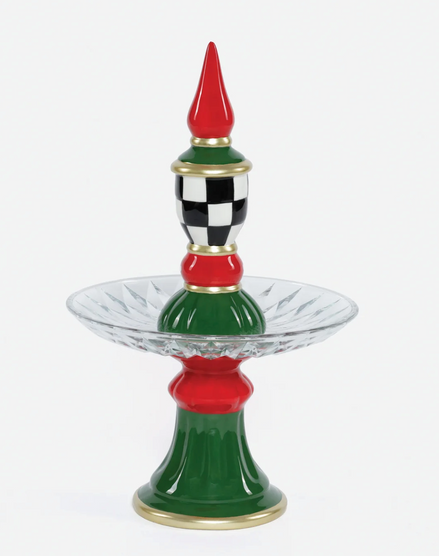 Finial Ceramic Pedestal w/ Glass Plate