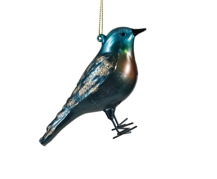 Glass Bird Ornament with Glitter