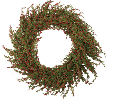 Faux Cypress Wreath with Red Berries