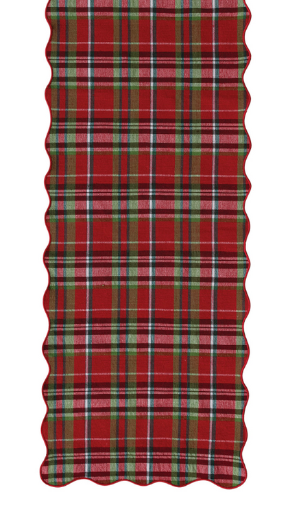 Cotton Scalloped Table Runner with Stitched Edge