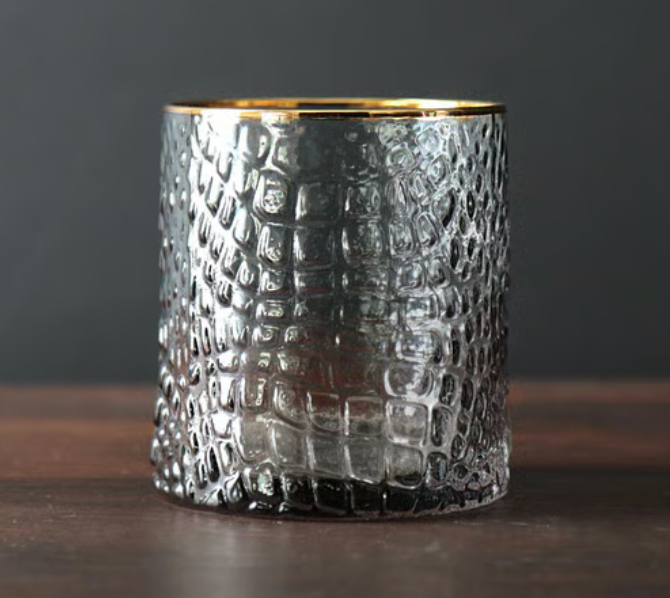 Croc Double Old Fashioned with Gold Rim