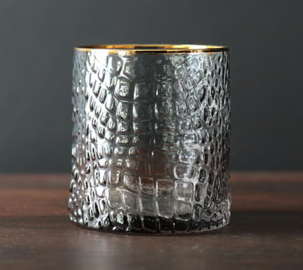 Croc Double Old Fashioned with Gold Rim