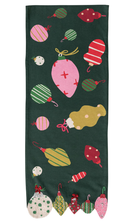 Cotton Printed Table Runner with Ornaments