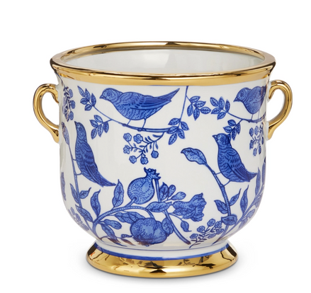 Blue and White Chinoiserie Cache Pot