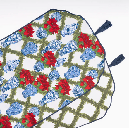 The Poinsettia & Porcelain Reversible Table Runner