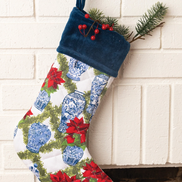 The Poinsettia & Porcelain Quilted Velvet Cuff Stocking