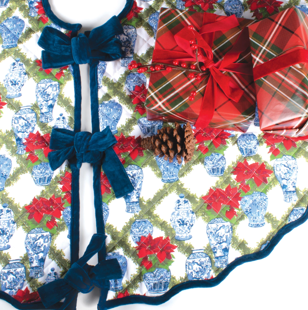 The Poinsettia & Porcelain Tree Skirt