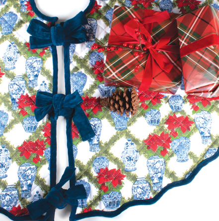 The Poinsettia & Porcelain Tree Skirt